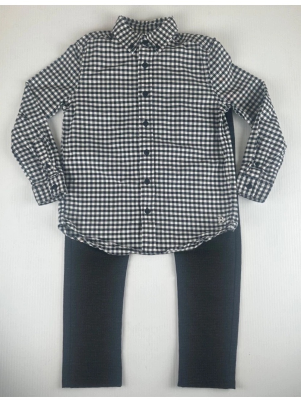 Lot of 2 Boys Sz 8Y Brooks Brothers Check Button up Shirt & Primark Gray Pants